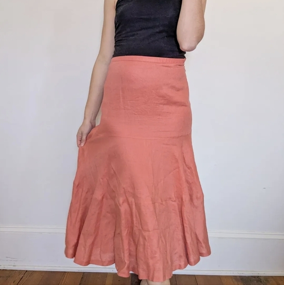 Rafaella Orange and Pink Maxi A-line Tiered Skirt for Casual Wear - Picture 1 of 7